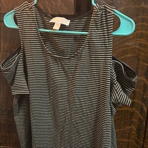 Michael Kors Black and Gray Striped Blouse